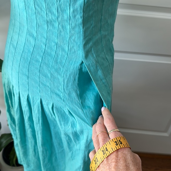 Ralph Lauren Dress, Linen, Turquoise, Size 6, Drop Waist - Picture 4 of 9